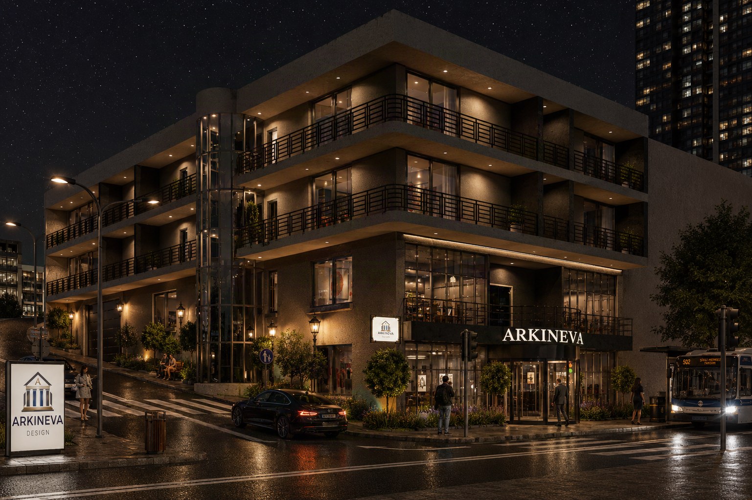 Gece LED Aydınlatması Render